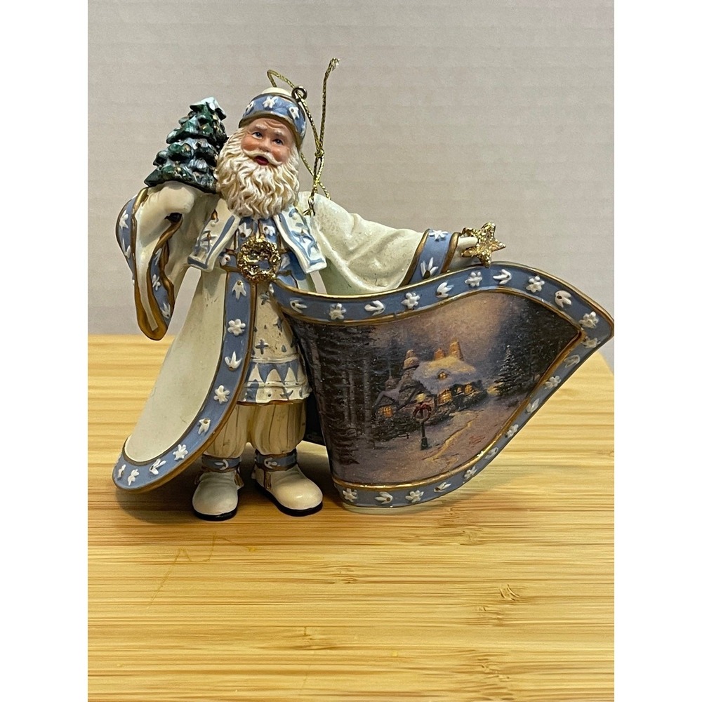 Thomas Kinkade Santas #1 (3) SET OLD WORLD VICTORIAN ORNAMENTS Ashton Drake 2004 - Picture 2 of 10